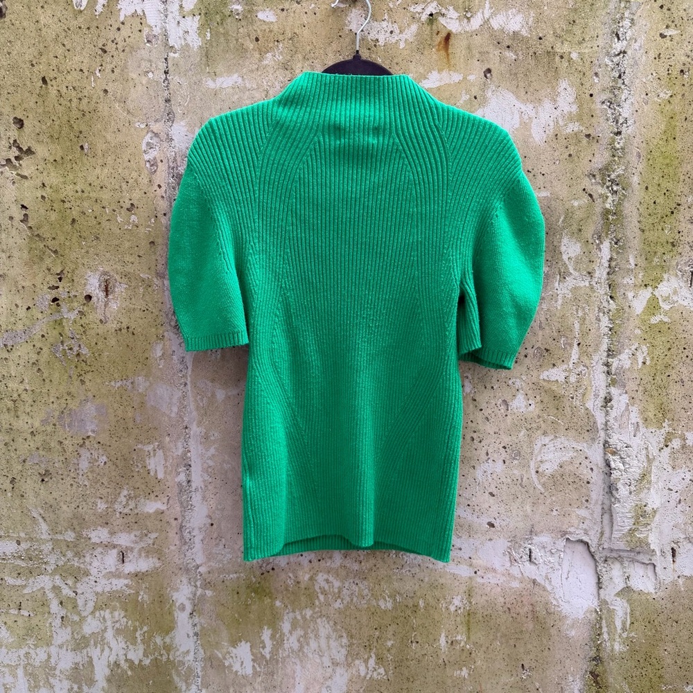 Anthropologie / Maeve Emerald Green Ribbed Short-Sleeve Knit Top - Picture 3 of 6